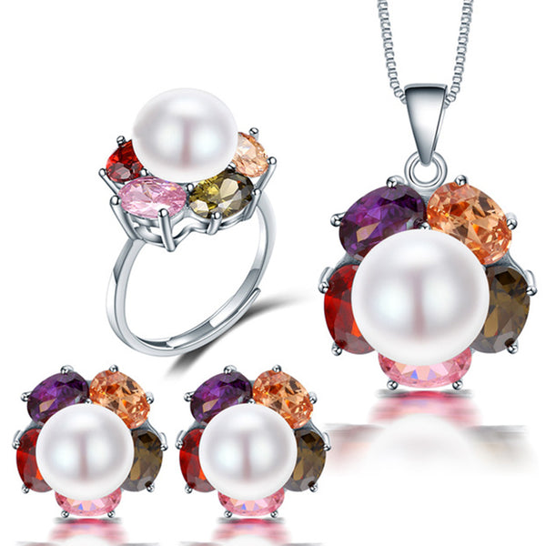Conjuntos de joyas para mujer con perlas grandes de 10-11 mm
