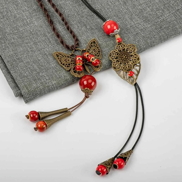 Butterflay Ceramic Beads Necklaces Hand-made fashion Jewelries special Pendant