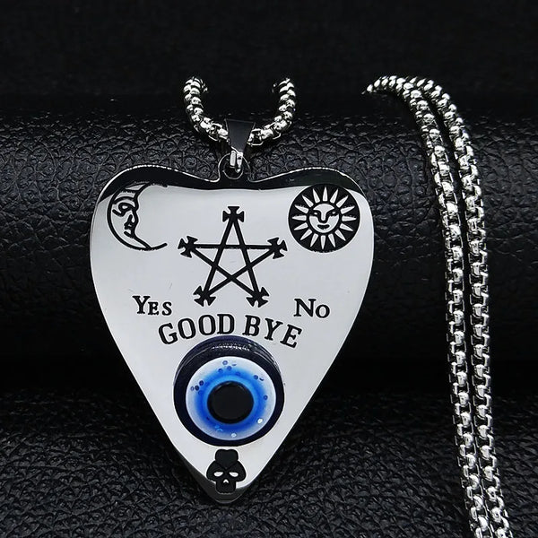 Collar de acero inoxidable con pentagrama de sol y luna para mujer