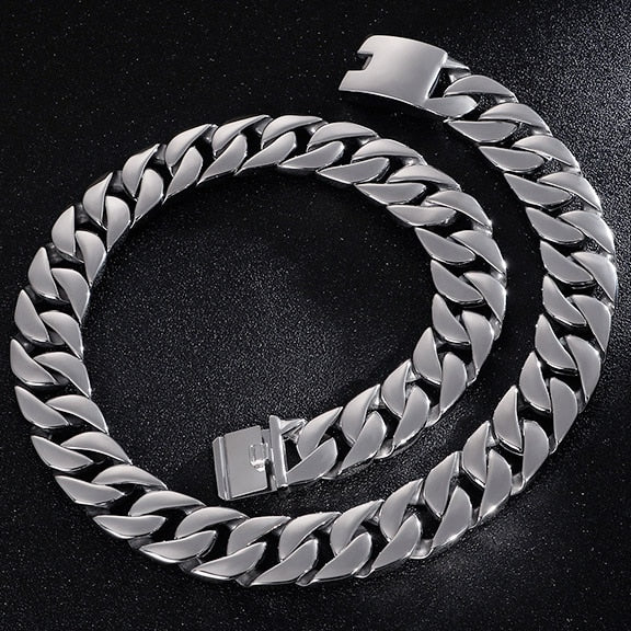 Collar de cadena de eslabones cubanos Miami de 24 mm de ancho para hombre con caja