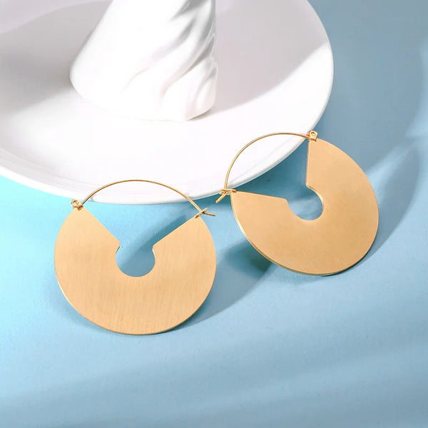 Pendientes de aro geométricos de acero inoxidable y titanio de moda