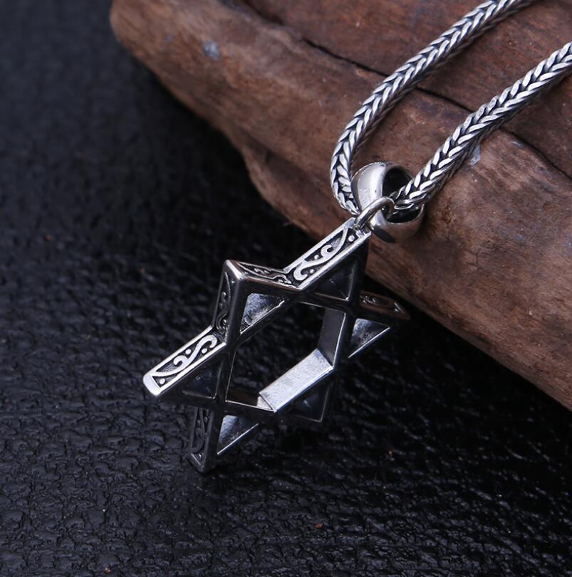 Unibabe S925 Sterling Silver Hexagonal Star Pendent Men And Women