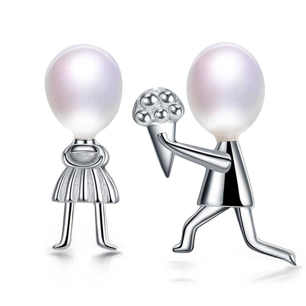 Freshwater-cultured pearl earrings for girlfriend, Married fine stud earrings
