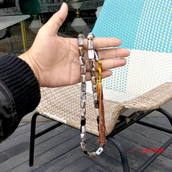Rosario islámico para hombre, 33 cuentas, negro y blanco, Mastak, cuentas de oración musulmanas, Misbaha, pulseras turcas tesbih