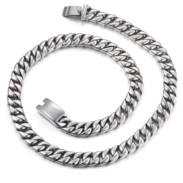 Mens Curb Chain Necklace 24 Inch 12MM Wide Long Necklaces For Men
