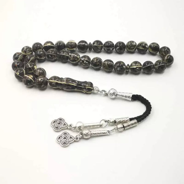 Rosario musulmán de alta calidad para hombre, concha negra, cuentas de oración musulmanas de Ramadán, 33 tespih, pulsera de joyería islámica para hombre