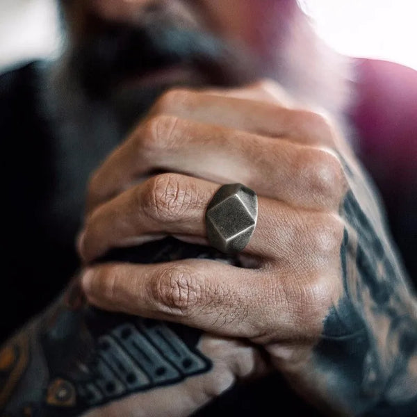 Signet Ring for Men Stainless Steel Quadrangle Flat Top Square Mens