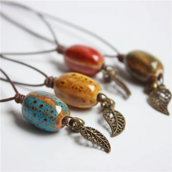 Traditional boondoggle ceramic necklaces women's mothers gift necklace pendant
