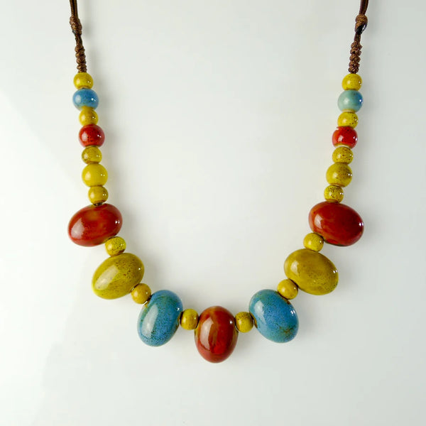 Long Rope Colorful Ceramic beads pendant Necklaces Handmade DIY