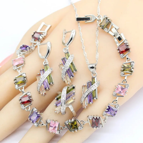 Silver Color Bridal Jewelry Sets for Women Gift