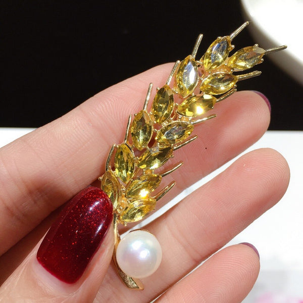 New High Quality Real Natural Freshwater Pearl Brooch Wheat Spike Brooch