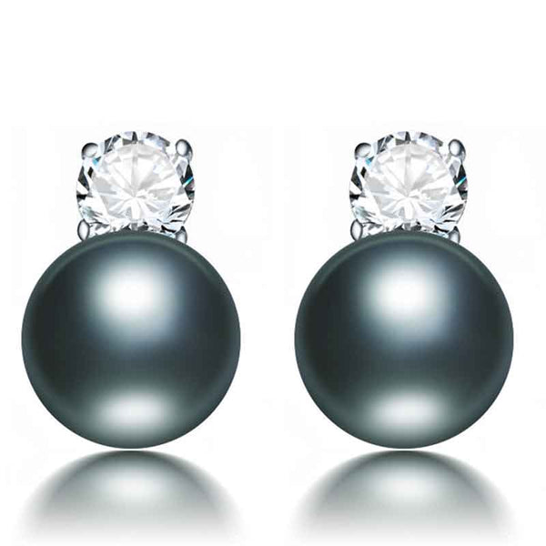 New Punk Black Pearl Stud Earrings for fine women