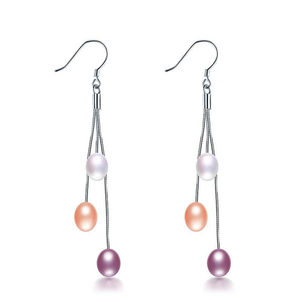 925 sterling silver classic drop earrings Multicolor nature freshwater pearl earring for women