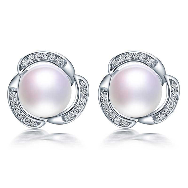 Pendientes de perlas naturales 100% genuinas, pendientes de perlas de agua dulce 2019 para mujer