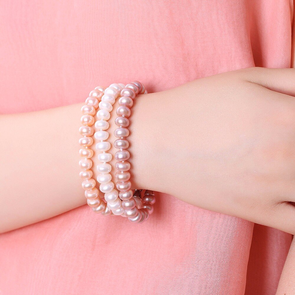 Freshwater Pearl Bracelet With White Silver Clasp