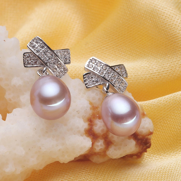 Pendientes colgantes de perla 100%