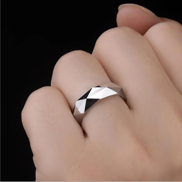 Faceted Wedding Band For Men