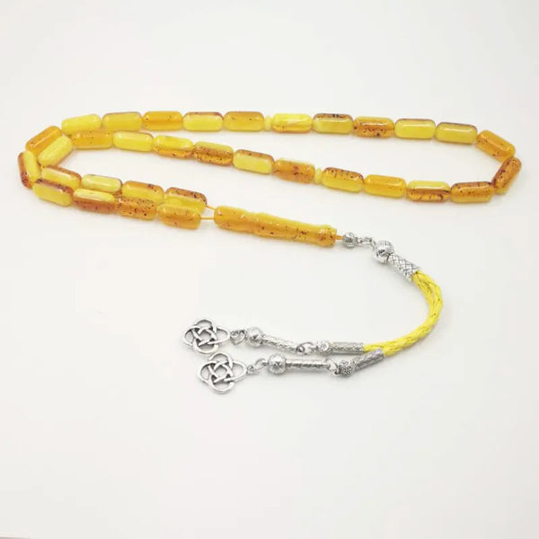 Rosario musulmán de resina Tasbih de color ámbar para hombre, pulsera de lujo Tesbih de 33 cuentas