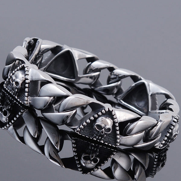 Pulsera de acero inoxidable con dije de calavera para hombre