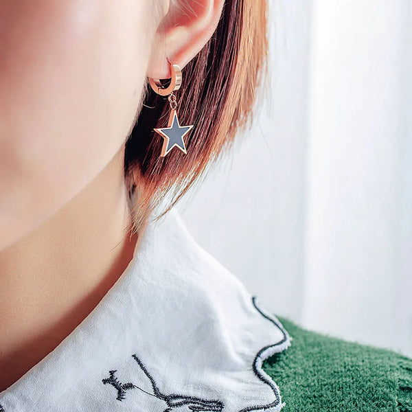 Pendientes de pentagrama negro de moda para mujeres y niñas