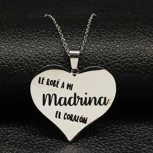 Collares Madrina de cadena de acero inoxidable color plata de moda