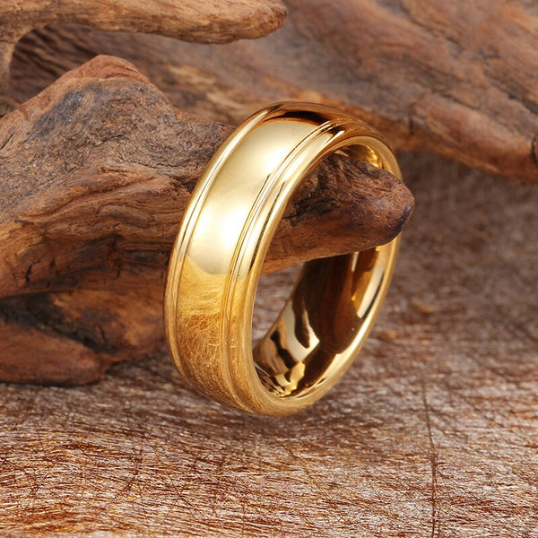 Men's Wedding Band Never Fade Gold Color Tungsten Steel Ring