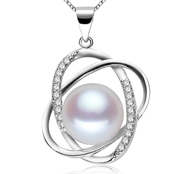 Collar de perlas de plata de ley 925 para mujer