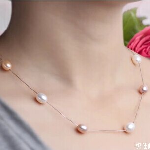 Collar de perlas finas de plata de ley 925, joyería de perlas, gargantilla de perlas naturales de agua dulce, colgantes