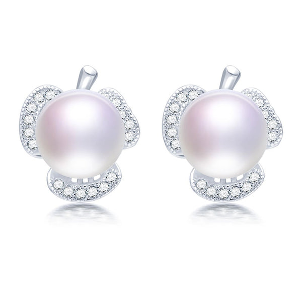 Freshwater Cultured Pearl Leaf Stud Earrings