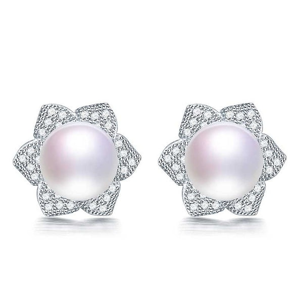 Casual earrings for women 100% genuine natural freshwater pearl  stud earrings