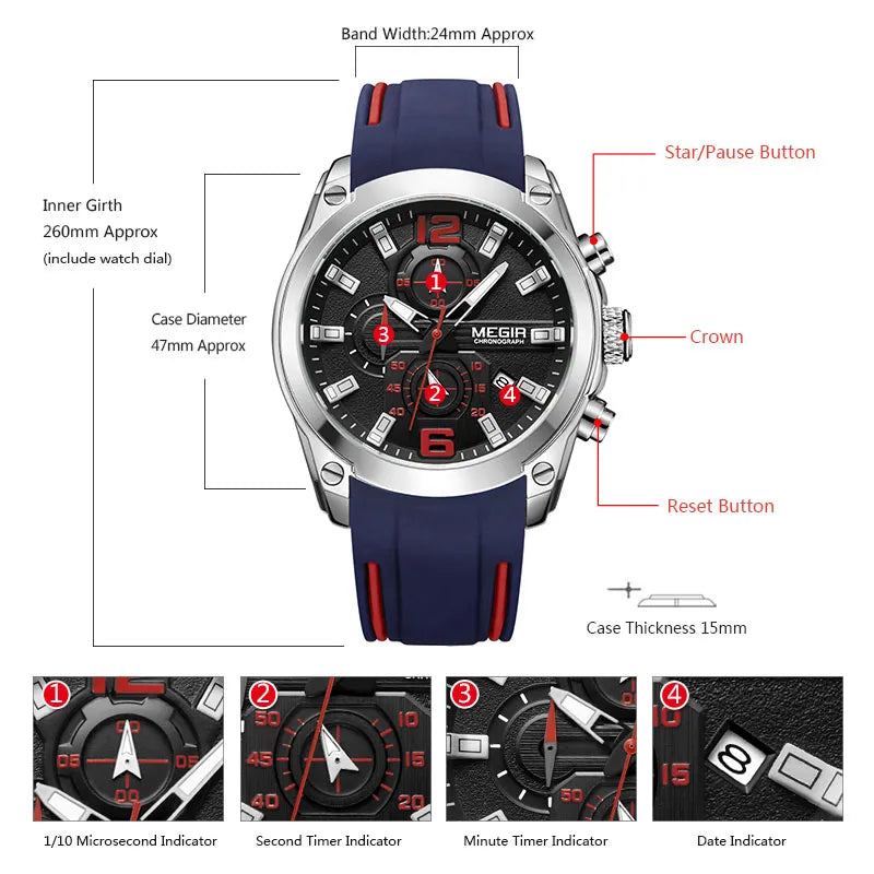 Men's Chronograph Analog Quartz Watch with Date