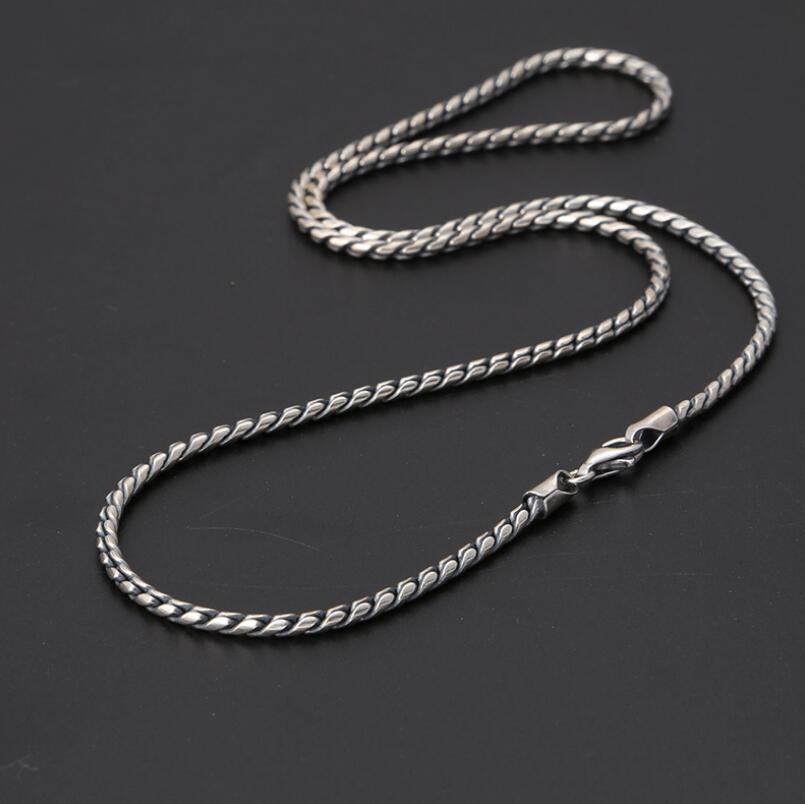 Unibabe Pure Silver Twist Necklace S925 Sterling Silver Necklace Men Women