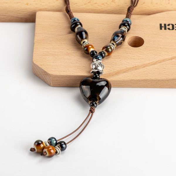 Heaert Sharp Ceramics bead Necklace for girl