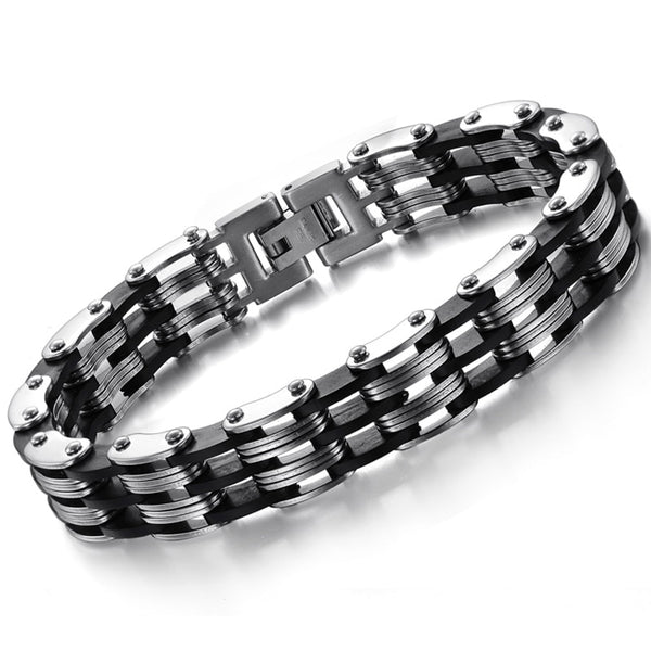 Pulsera de silicona negra para hombre, accesorio de joyería para pareja