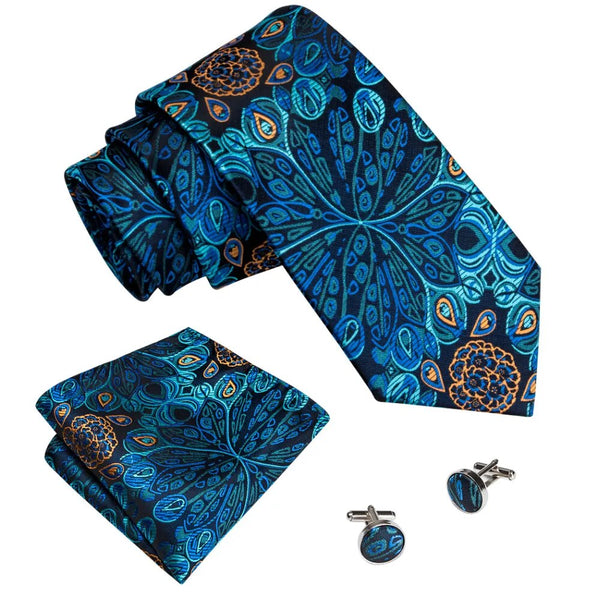 Corbata y pañuelo de seda 100 % color azul de 8,4 cm, ideal para bodas, fiestas y negocios.
