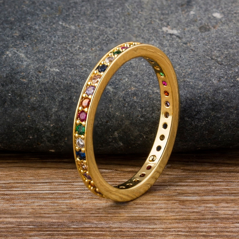 Colorful CZ Eternity Band Ring