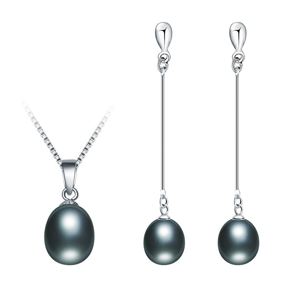 Black Pearl Set 4 Colors Real Freshwater Pearl Jewelry Set For Women