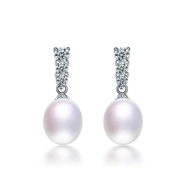 Pendientes de perla de agua dulce 100 % natural para niña