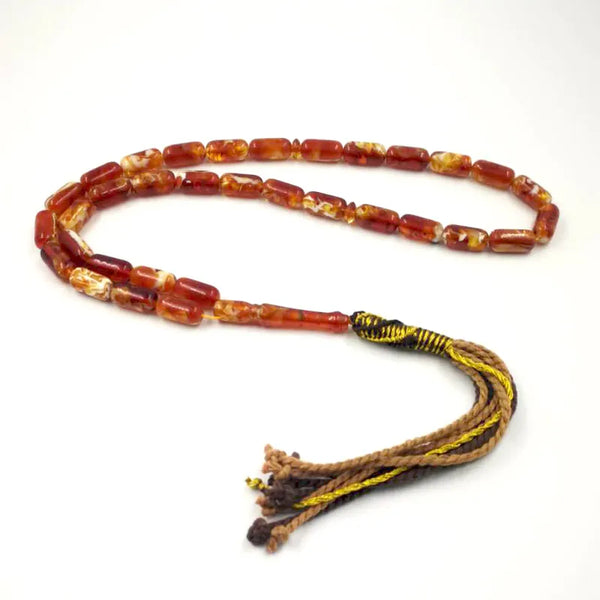 Rosario islámico de 33 cuentas de resina Tasbih musulmanas de color ámbar, pulseras de cuentas Misbaha Mastkhan