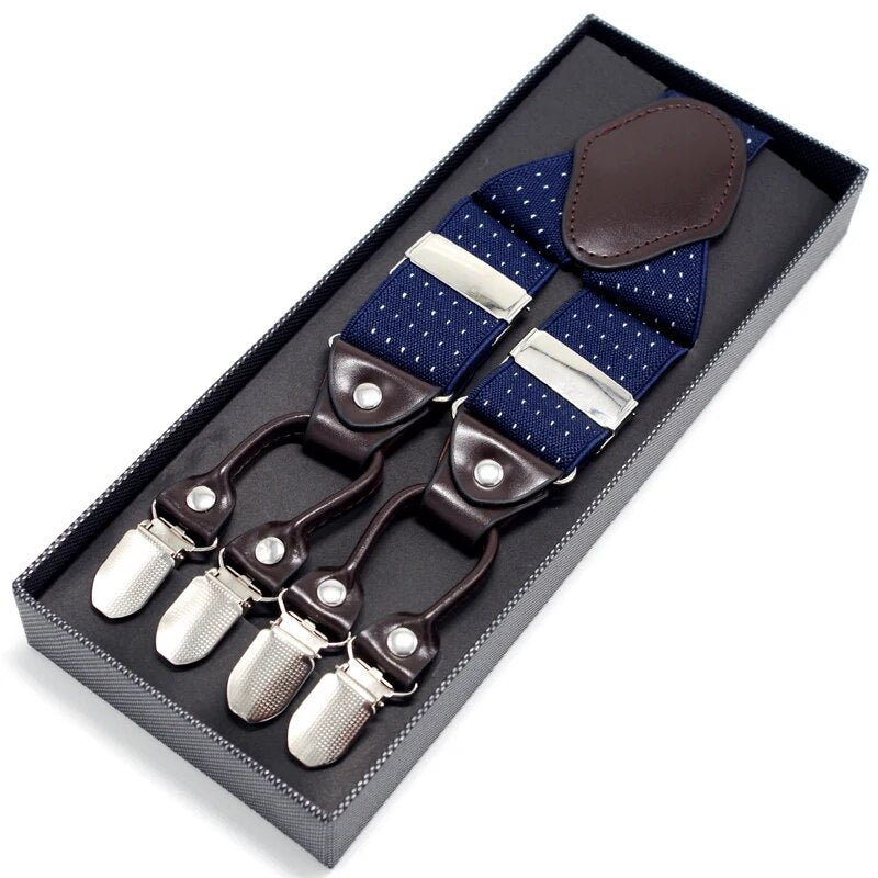 Man's Suspenders Leather Casual Straps Y-back Shape Men's
