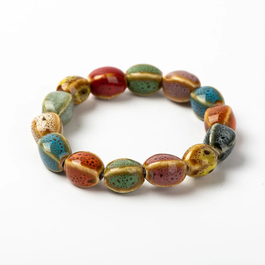 Colorful Unique Ceramic beads bracelets hand made DIY Artware Retro bracelet