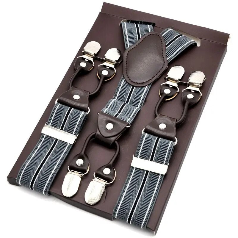 Brown Leather Suspenders for mens