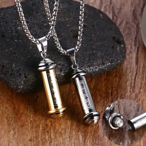 Prayer Scripture Tube Perfume Bottle Pendant Necklace for Men Women