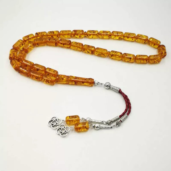 Cuentas de oración musulmanas de resina de color ámbar Tasbih, regalo de lujo