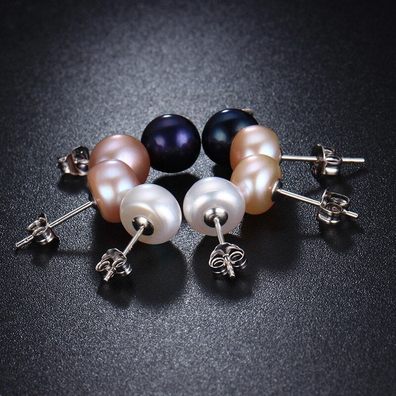Natural Black Pearl Set For Women,Fine Jewelry High Quality Stud Earring and Pendant