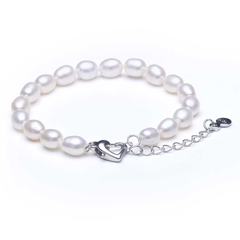 925 Sterling Silver Natural Freshwater Pearl Strand Bracelets For Women