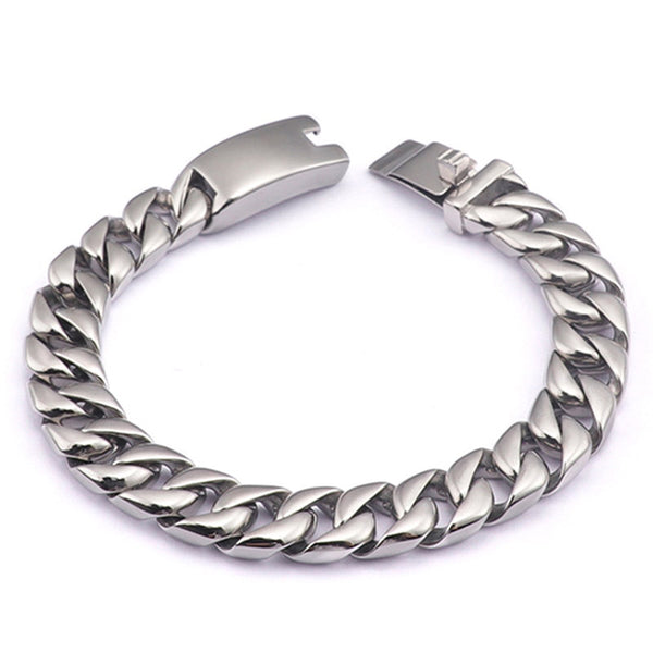 Nueva pulsera de acero inoxidable 316L pulido de moda para hombre