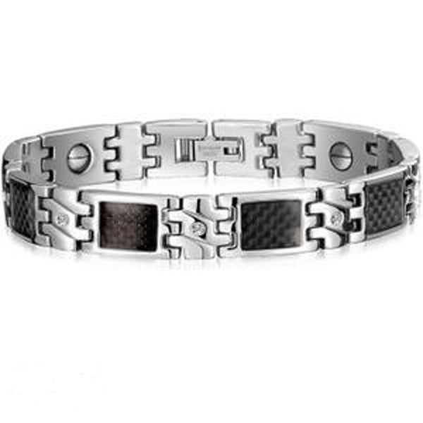 Pulsera de cadena ancha de 10 mm para hombre, de acero inoxidable, con piedra magnética.