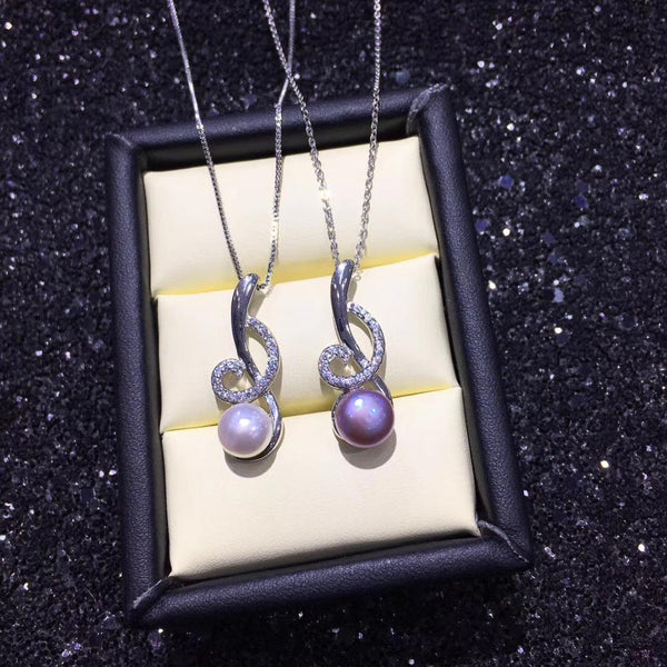 Collar con colgante de nota musical de plata de ley 925 con perlas para mujer