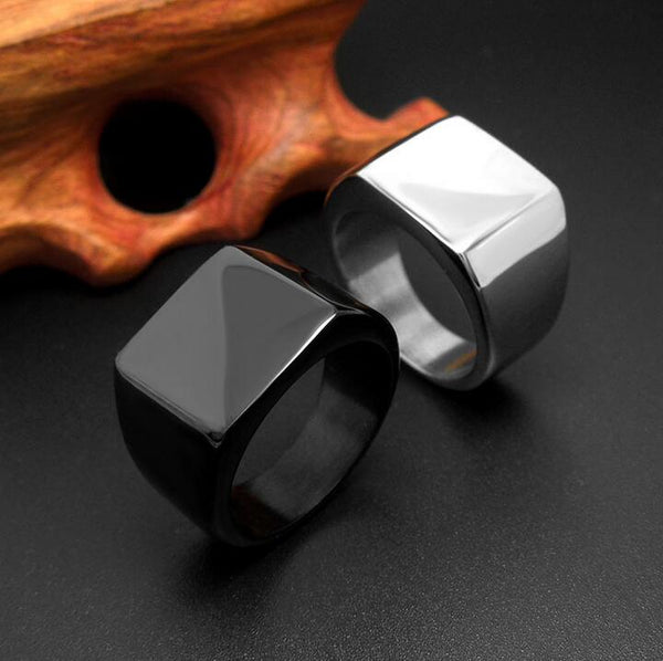 Cool Simple Men Ring Never Fade Black Silver Color Stainless Steel Men's Rings